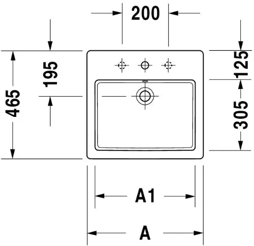 Duravit Vero lavabo encastré 550 x 465 mm - blanc - avec trou de robinet - avec trop-plein