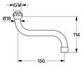 Grohe bec d'écoulement 3/4 forme-S chromé avec mousseur, orientable, saillie 150 mm