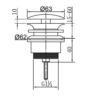 ProOne crépine lavabo 5/4 chromé - sans trop-plein - ouvert