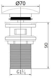 ProOne crépine lavabo push-up/down 5/4 x 90mm - chromé - avec trop-plein