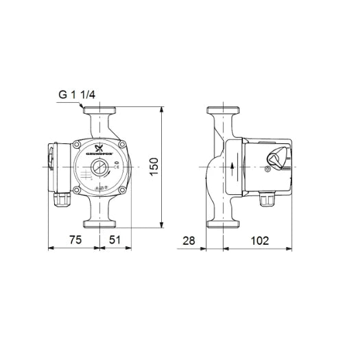 Grundfos circulateur sanitaire UPS20-60 N - 1x230V - 150 mm