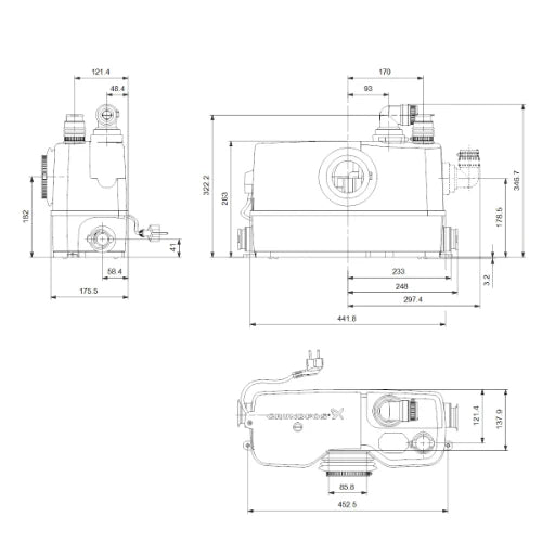 Grundfos Sololift 2 broyeur WC-3 - blanc - pour toilet avec 3 raccordements supplémentaires