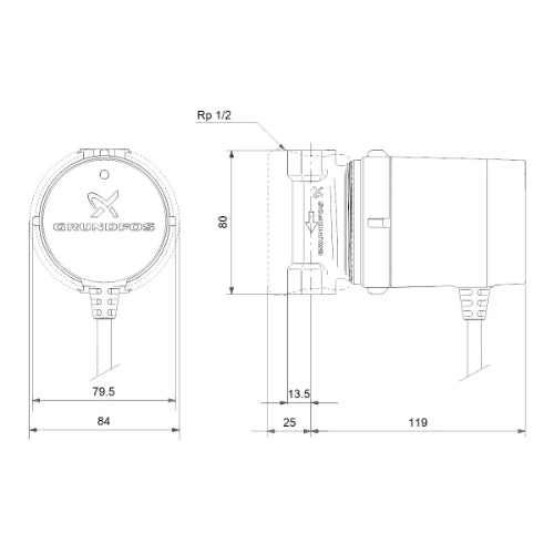 Grundfos Comfort circulateur sanitaire 15-14 B PM - 1x230V - 80 mm