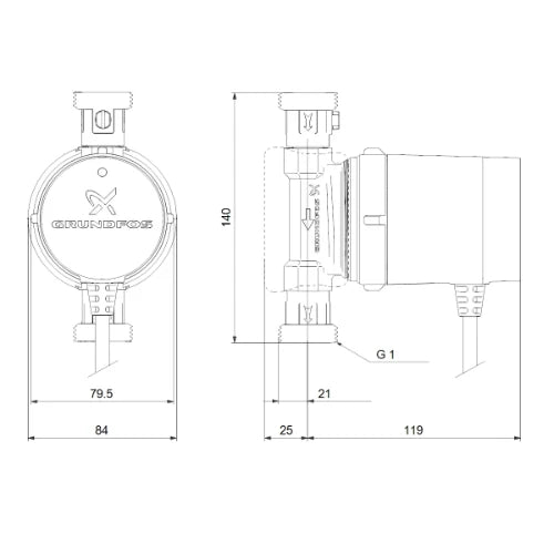 Grundfos Comfort circulateur sanitaire 15-14 BX PM - 1x230V - 140 mm
