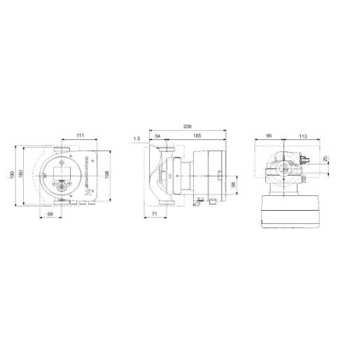Grundfos Magna 3 circulateur 25-60 - 1x230V - 180 mm - PN6/10 - pour chauffage et refroidissement