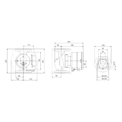 Grundfos Magna 3 circulateur 32-100 F 32 - 1x230V - 220 - PN6/10 - pour chauffage et refroidissement