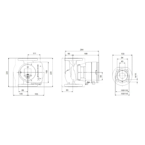 Grundfos Magna 3 circulateur 40-60 F 40 - 1x230V - 220 - PN6/10 - pour chauffage et refroidissement