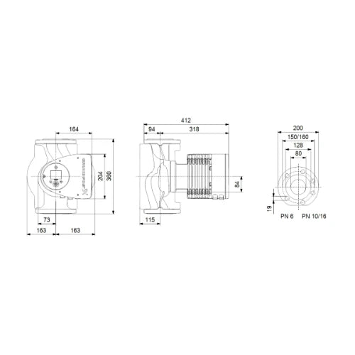 Grundfos Magna 3 circulateur 80-100 F 80 - 1x230V - 360 - PN6 - pour chauffage et refroidissement
