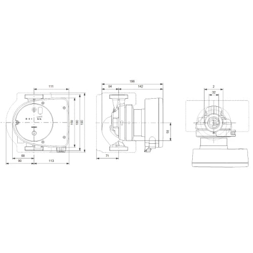 Grundfos Magna 1 circulateur 32-80 2 - 1x230V - 180 mm - PN10 - pour chauffage et refroidissement