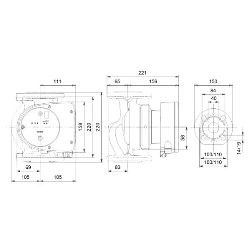 Grundfos Magna 1 circulateur 40-60 F 40 - 1x230V - 220 - PN6/10 - pour chauffage et refroidissement