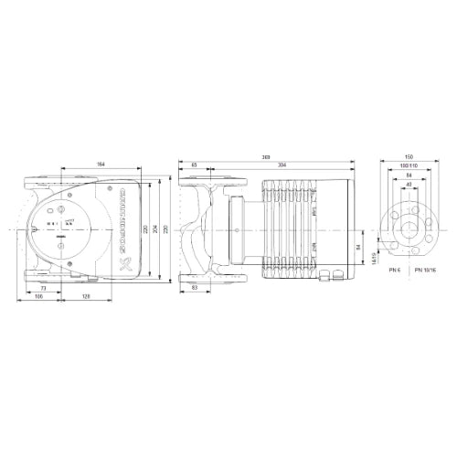 Grundfos Magna 1 circulateur 40-80 F 40 - 1x230V - 220 - PN6/10 - pour chauffage et refroidissement
