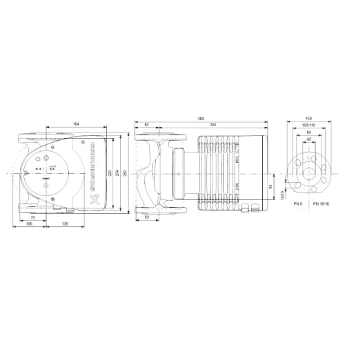 Grundfos Magna 1 circulateur 40-120 F 40 - 1x230V - 250 - PN6/10 - pour chauffage et refroidissement