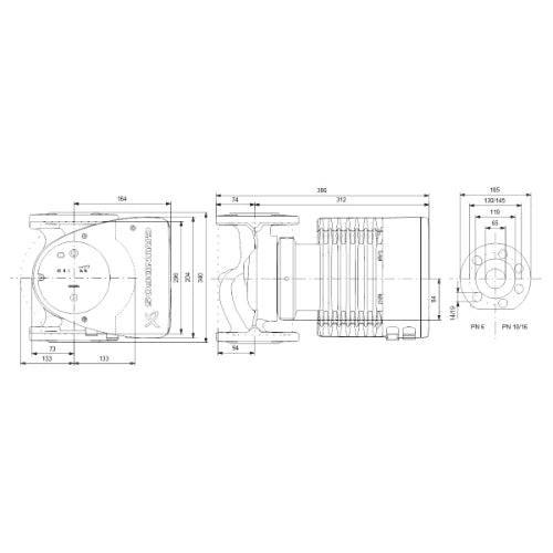 Grundfos Magna 1 circulateur 65-60 F 65 - 1x230V - 340 - PN6/10 - pour chauffage et refroidissement