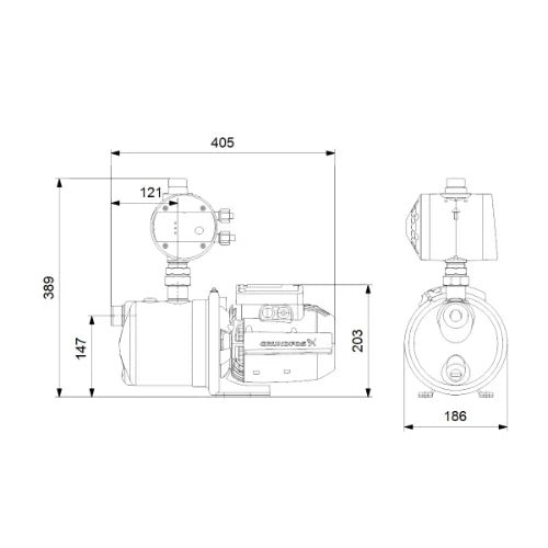 Grundfos pompe hydrophore auto-aspirante JP 4-47 PM1 1x230V 50Hz 1,5m SCHUKO HU
