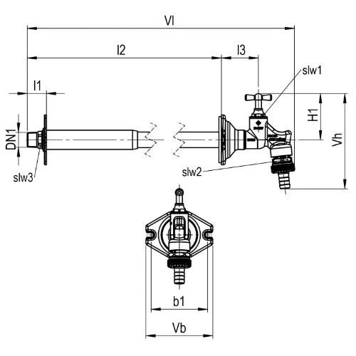 Seppelfricke Sepp EIS robinet de façade antigel 1/2 x 15 mm (longueur encastrée 135 - 500 mm) - Belgaqua