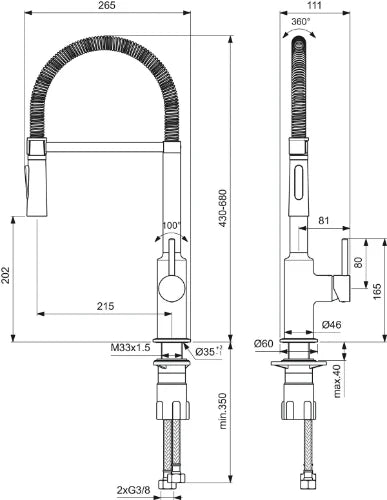 Ideal Standard CeraLook mitigeur cuisine semi-professionnelle avec douchette - chromé