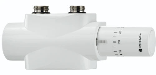 Heimeier Multilux 4 vanne raccordement radiateur 50-100% - raccordement sol/mur - blanc - incl tête thermostatique Halo - blanc - 1/2 x EK3/4