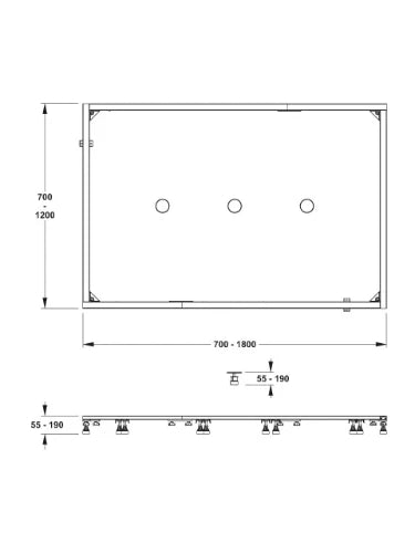 Frame de montage Mepa SF 1200 x 1800 mm - pour bac à douche en minérale