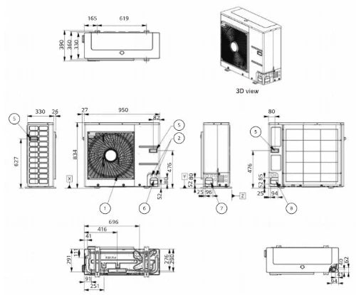 LG Therma V R32 Split pompe à chaleur unité extérieure - monophasé 230V - 9 kW (à A7W35 suivant EN14511-2)
