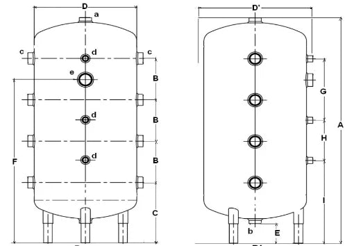Thermador Skai réservoir tampon 100 l - modèle au sol - 2x4 raccordements 5/4