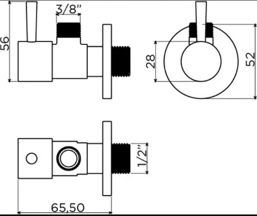 Clou InBe design robinet d'arrêt équerre 1/2 x 10 mm - rond - chromé