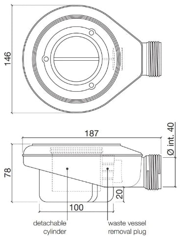 Fiora Essential siphon standard pour tub de douche (SIEGE INCL TUB - PAS VENDABLE SéPAREMMENT)