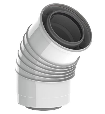 Burgerhout Twinsafe concentrique PP/alu coude 45° MF 100/150 mm