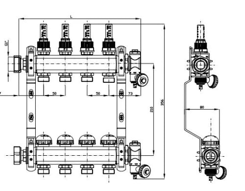 COLLECTEUR RADSON inox 3 circuits avec debitmetre et purgeur manuel
