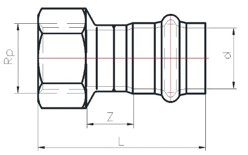 ProOne Carboline acier zingué raccord de transition FF 18 x 1/2 F (profil M/V)