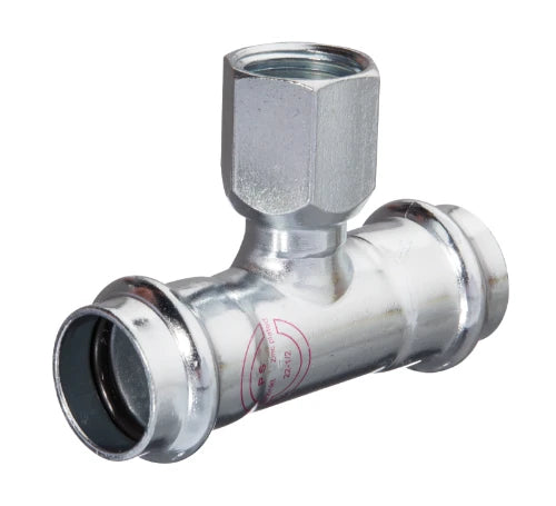 ProOne Carboline acier zingué té réduit avec filetage femelle FFF 42 x 1/2 F x 42 mm (profil V)