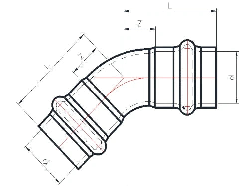 ProOne Carboline acier zingué coude 45° FF 42 x 42 mm (profil V)