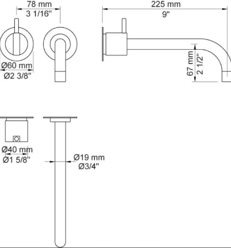 Vola corps d'encastrement 100 100 ½''RG