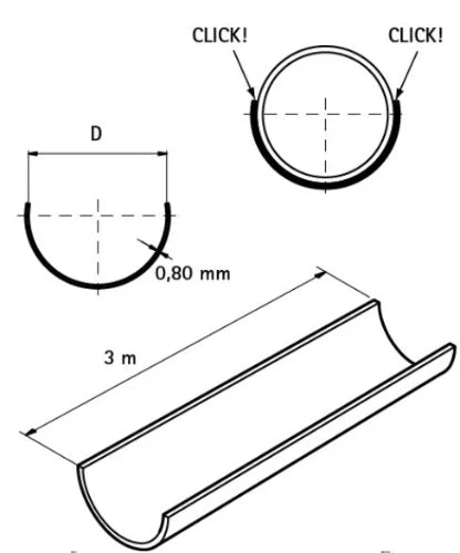 Walraven BIS goulotte zingué 25 mm (longeur 3m) pour pp-pe-alu/pe tuyau - prix par mètre