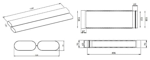 Zehnder ComfoFlat CK 300 conduit double coude 45° horizontal