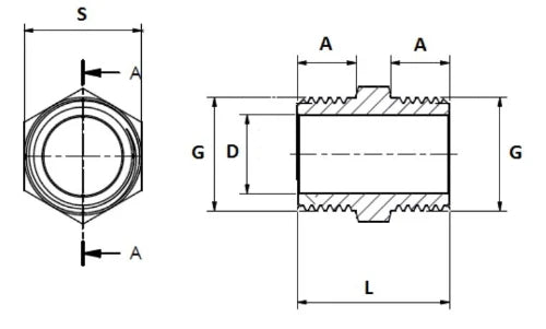 ProOne Brassline laiton mamelon MM 1/4 x 1/4 (sachet 10pcs) - prix par pièce - uniquement pour l'eau