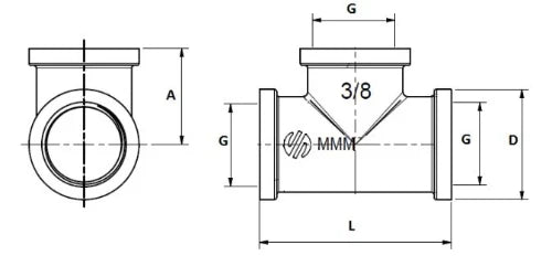 ProOne Brassline laiton té FFF 4/4 x 4/4 x 4/4 (sachet 5pcs) - prix par pièce - uniquement pour l'eau