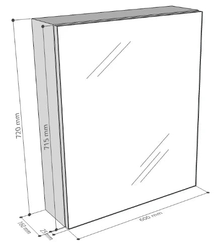 Procasa Kivu armoire de toilette sans éclairage avec 1 porte droite 600 x 720 x 160 mm - raven oak - exclusif combibox