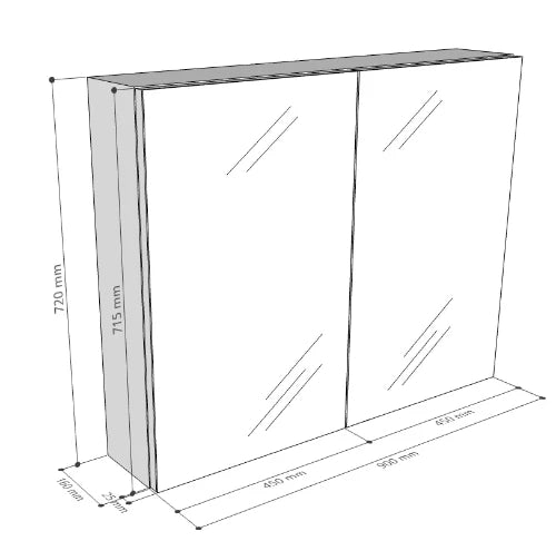 Procasa Kivu armoire de toilette sans éclairage avec 2 portes 900 x 720 x 160 mm - smoked oak - exclusif combibox