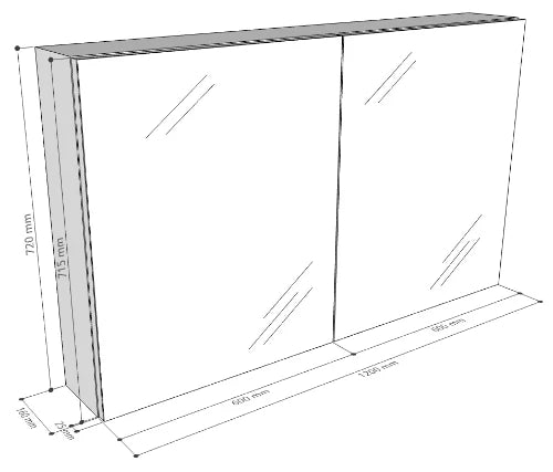 Procasa Kivu armoire de toilette sans éclairage avec 2 portes 1200 x 720 x 160 mm - blanc - sans combibox