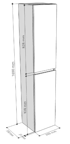 Procasa Kivu colonne avec 2 portes 350 x 330 x 1690 mm - blanc - réversible