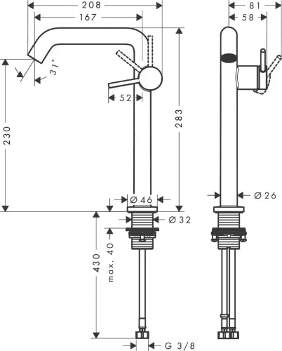Hansgrohe Tecturis S 240 mitigeur lavabo Fine CoolStart sans vidage - bronze brossé