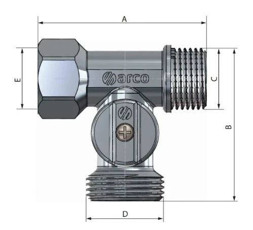 Arco robinet intermédiaire machine à laver MMF 1/2 x 3/4 x 1/2 - chromé