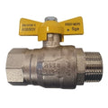 SGA robinet gaz à bille avec levier papillon (jaune) MF 4/4 x 4/4 - ARGB agrée EN331 MOP5