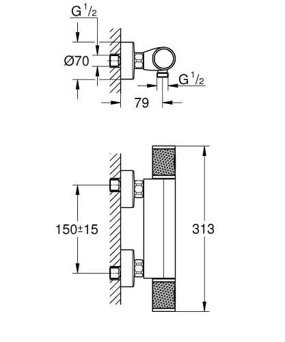 Grohe 1000 Performance robinet thermostatique douche - chromé