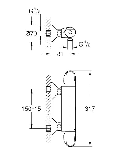 Grohe Grohtherm 1000 New thermostat douche apparent - chromé