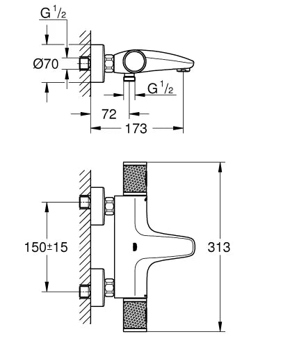 Grohe Grohtherm 1000 Performance thermostat baignoire - chromé