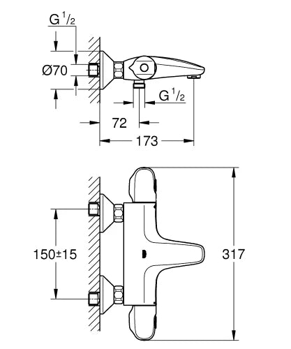 Grohe Grohtherm 1000 New robinet thermostatique bain - chromé