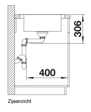 Blanco Dinas évier à encastrer réversible inox incl garniture 18/10 45S 86x50cm