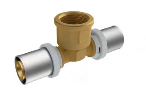 RIIFO Multi raccord à sertir en laiton Té femelle FFF 63 x 4/4 F x 63 mm