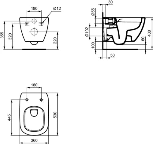 Ideal Standard Tesi cuvette suspendue Rimless+ sans bride - blanc mat